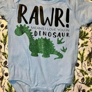 Dinosaur Baby Onesie in Blue and Green